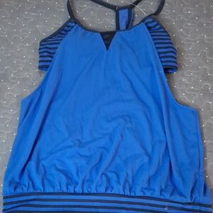 Nike Blue Striped Women's Tankini Swim Top size medium